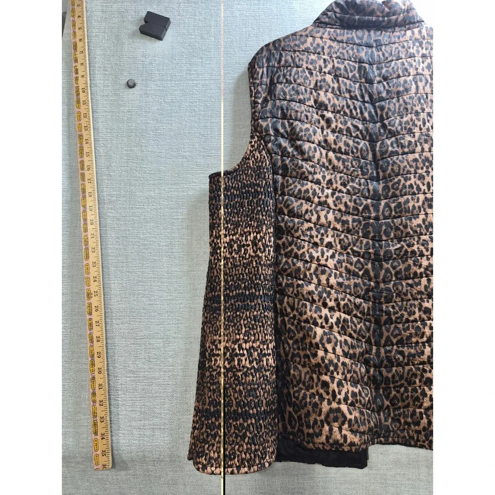 Andrew Marc Puffer Vest Womens 3X Brown Black Lined Mock Neck Winter No Zip